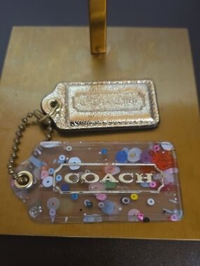 Coach X Large Clear Confetti Hang Tag with Golden Large Tag
